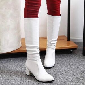 Dream Paris White MidLeg Boots -Size US 7 / EUR 38 / UK 5